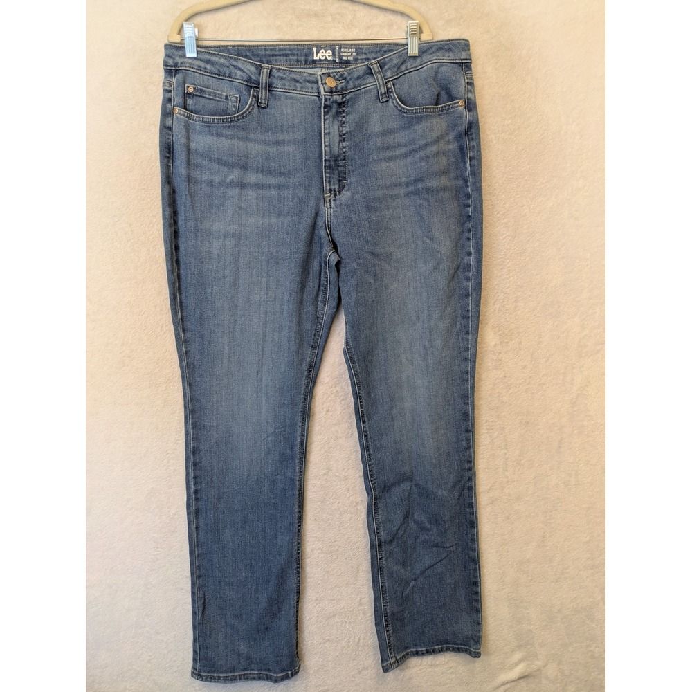 NEW Lee Straight Leg Jeans Women's 18 Long Blue Mid Rise Regular Fit